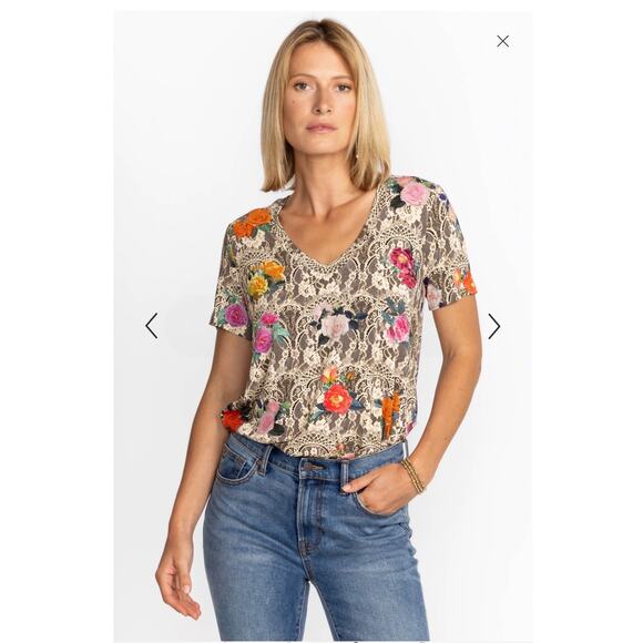 Johnny Was The Janie Favorite Short Sleeve V-Neck Swing Tee Size XL - Picture 10 of 12